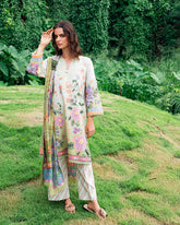 Printed lawn front of Roheenaz Melon Muse summer dress